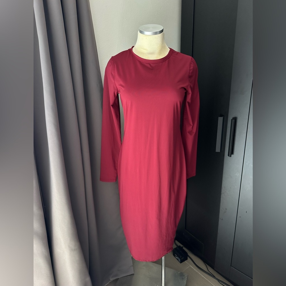 Zara Burgundy Long Sleeve Dress
